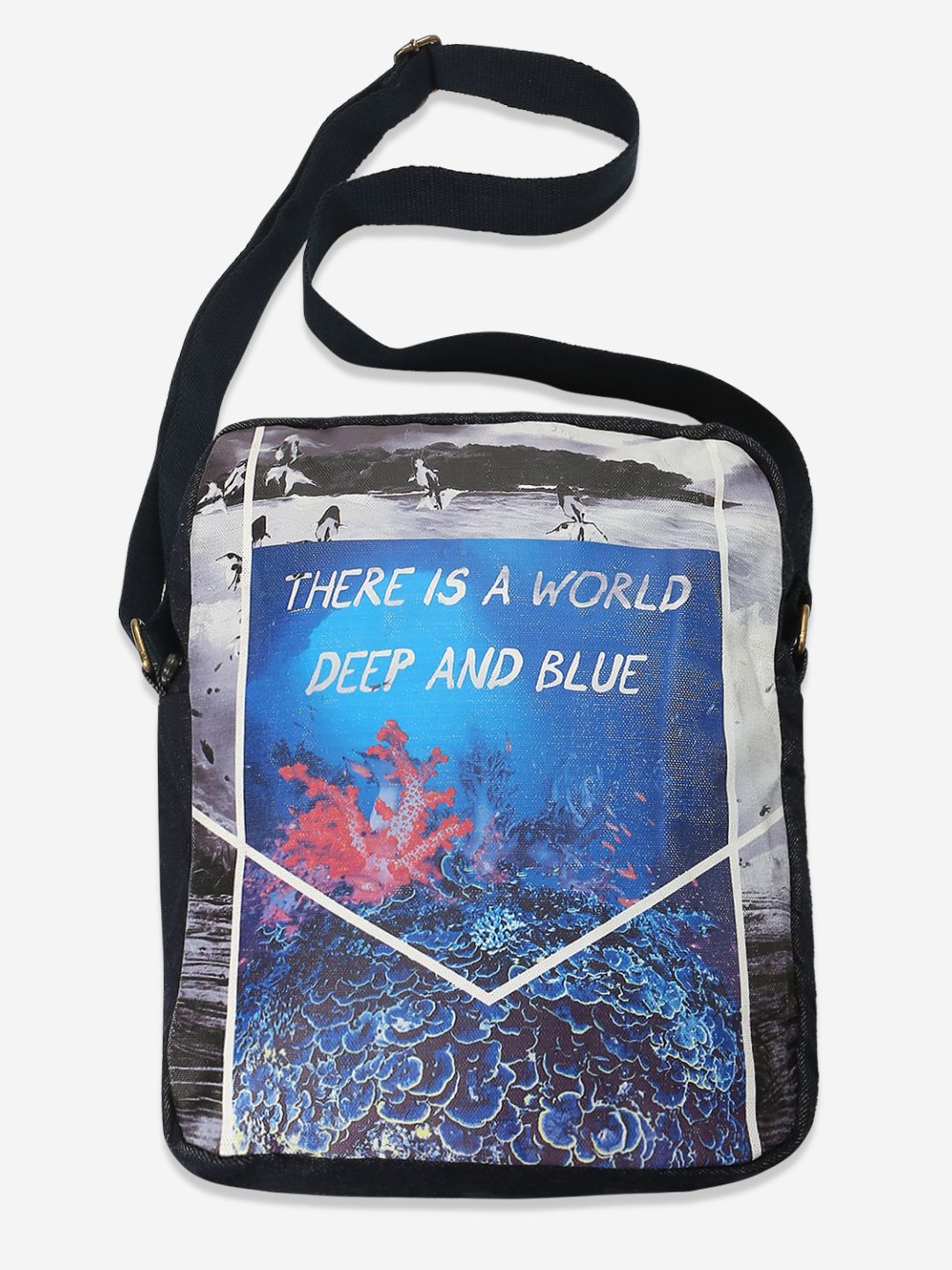 White Print Messenger Bag