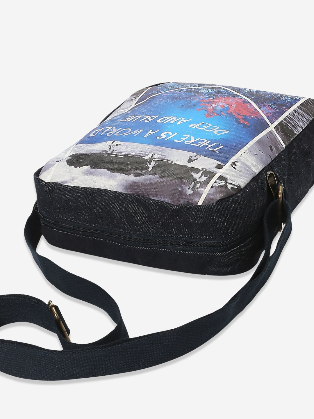 Spykar White Printed Messenger Bag