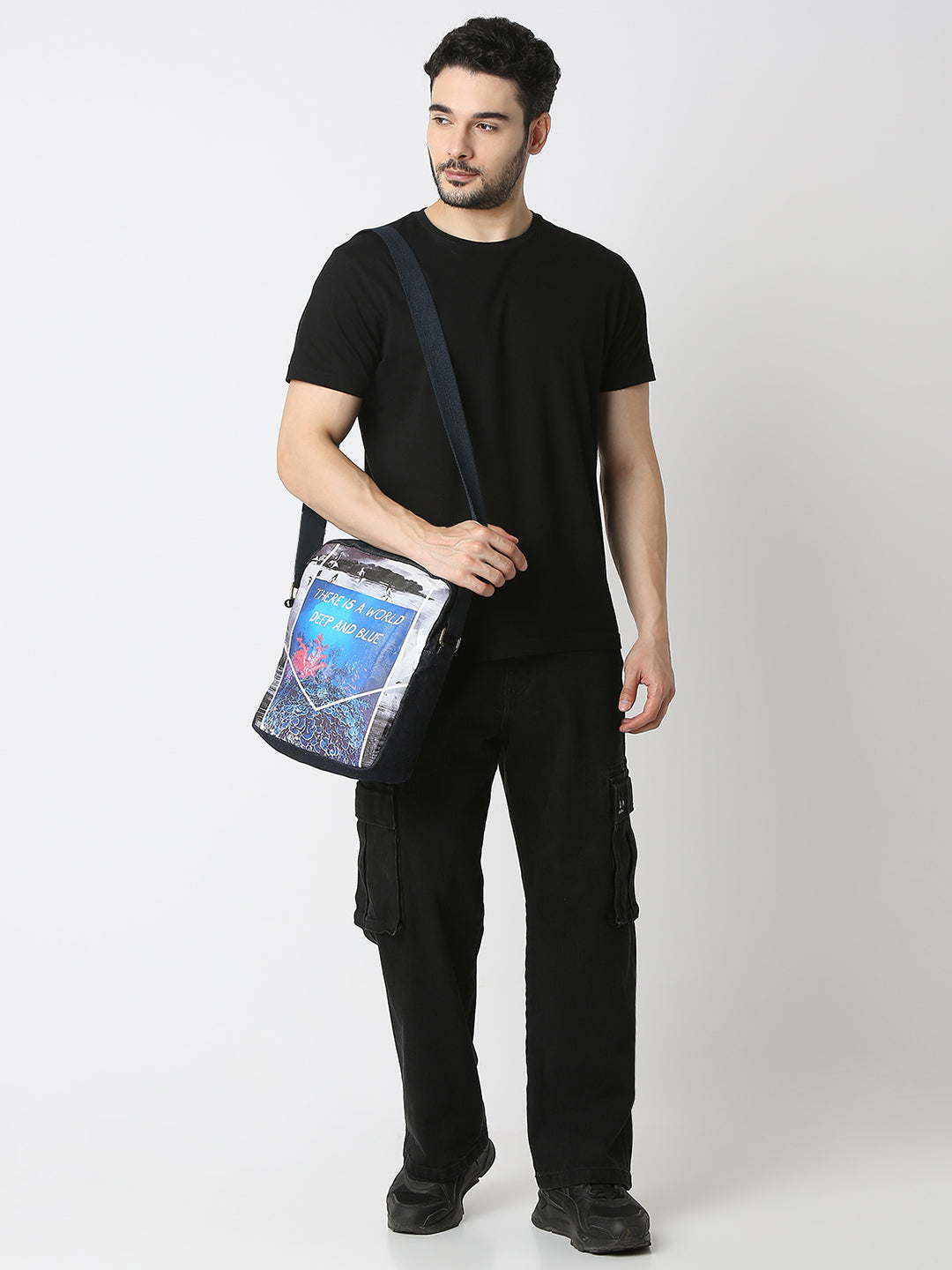 White Print Messenger Bag