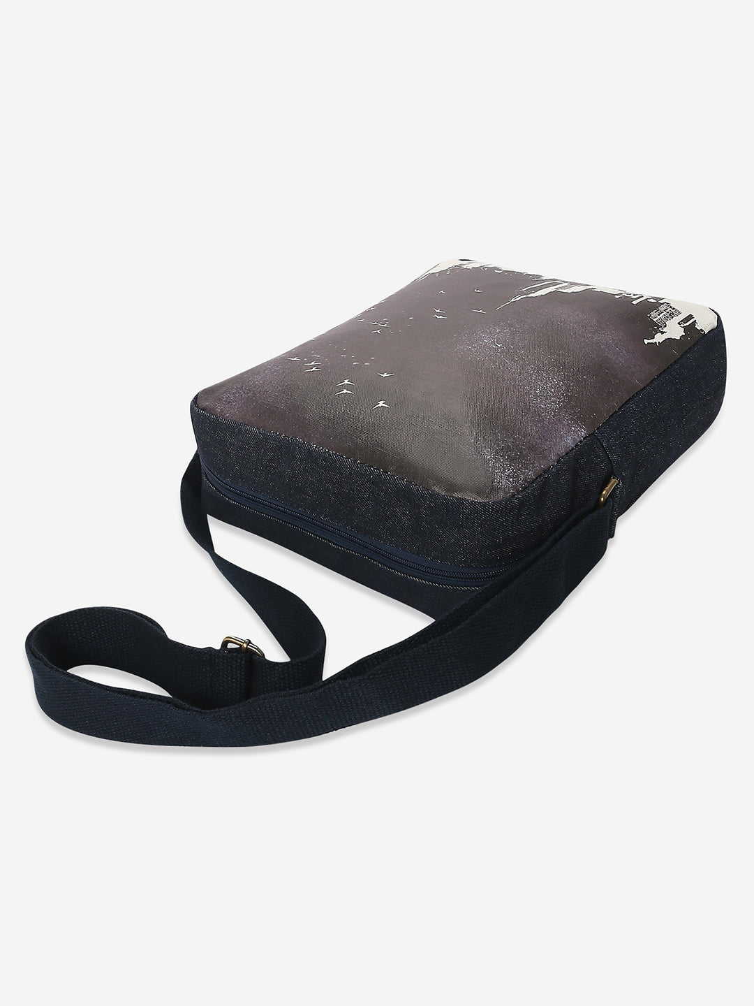 Spykar White Printed Messenger Bag