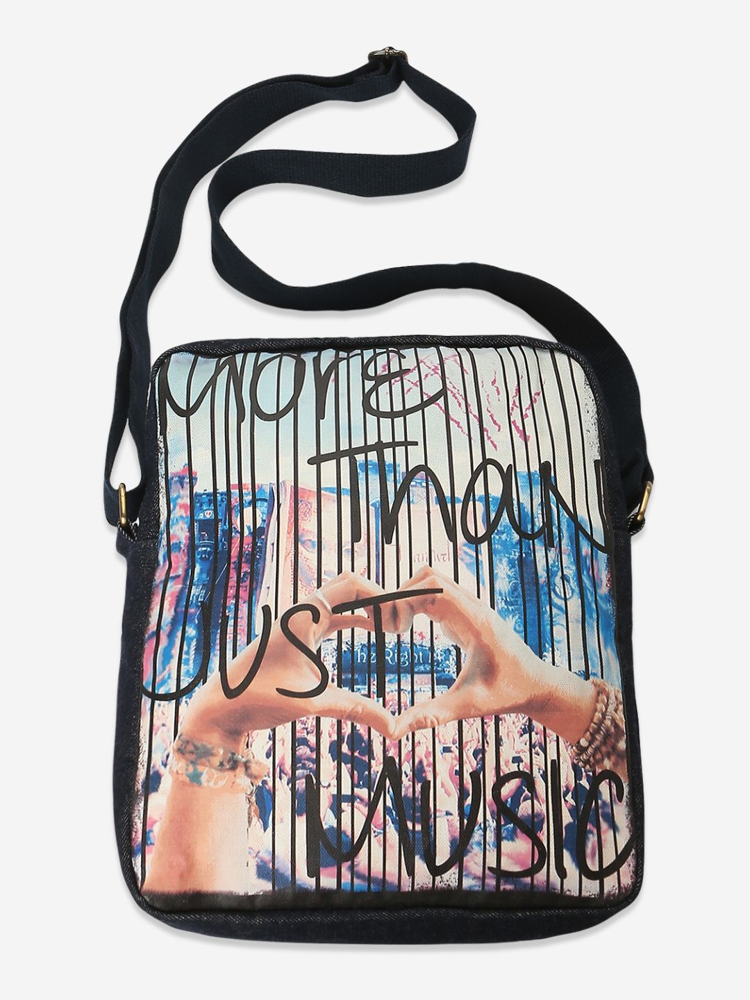 White Printed Messenger Bag