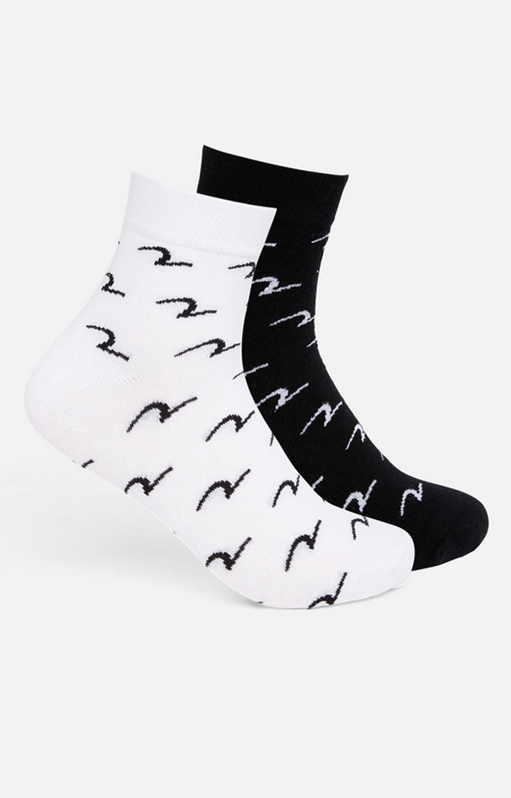 Spykar Black & White Printed Ankle Length Socks