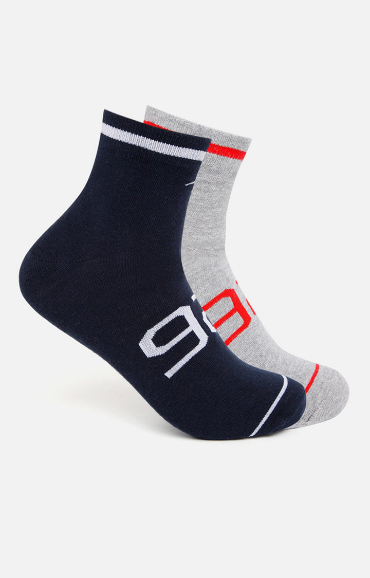 Spykar Navy and Grey Melange Socks - Pack Of 2