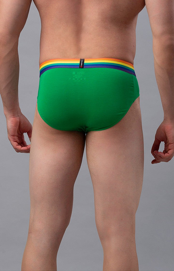 Underjeans by Spykar Men Green Multi Regular Fit Briefs (Pack of 2)