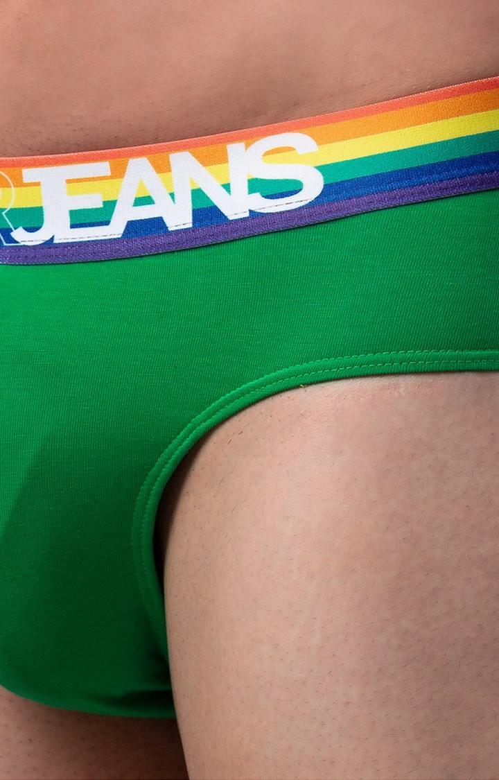 Underjeans by Spykar Men Green Multi Regular Fit Briefs (Pack of 2)