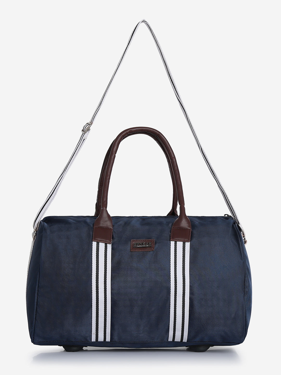 Unisex Navy Blue PU Duffel Bag