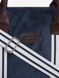 Unisex Navy Blue PU Duffel Bag