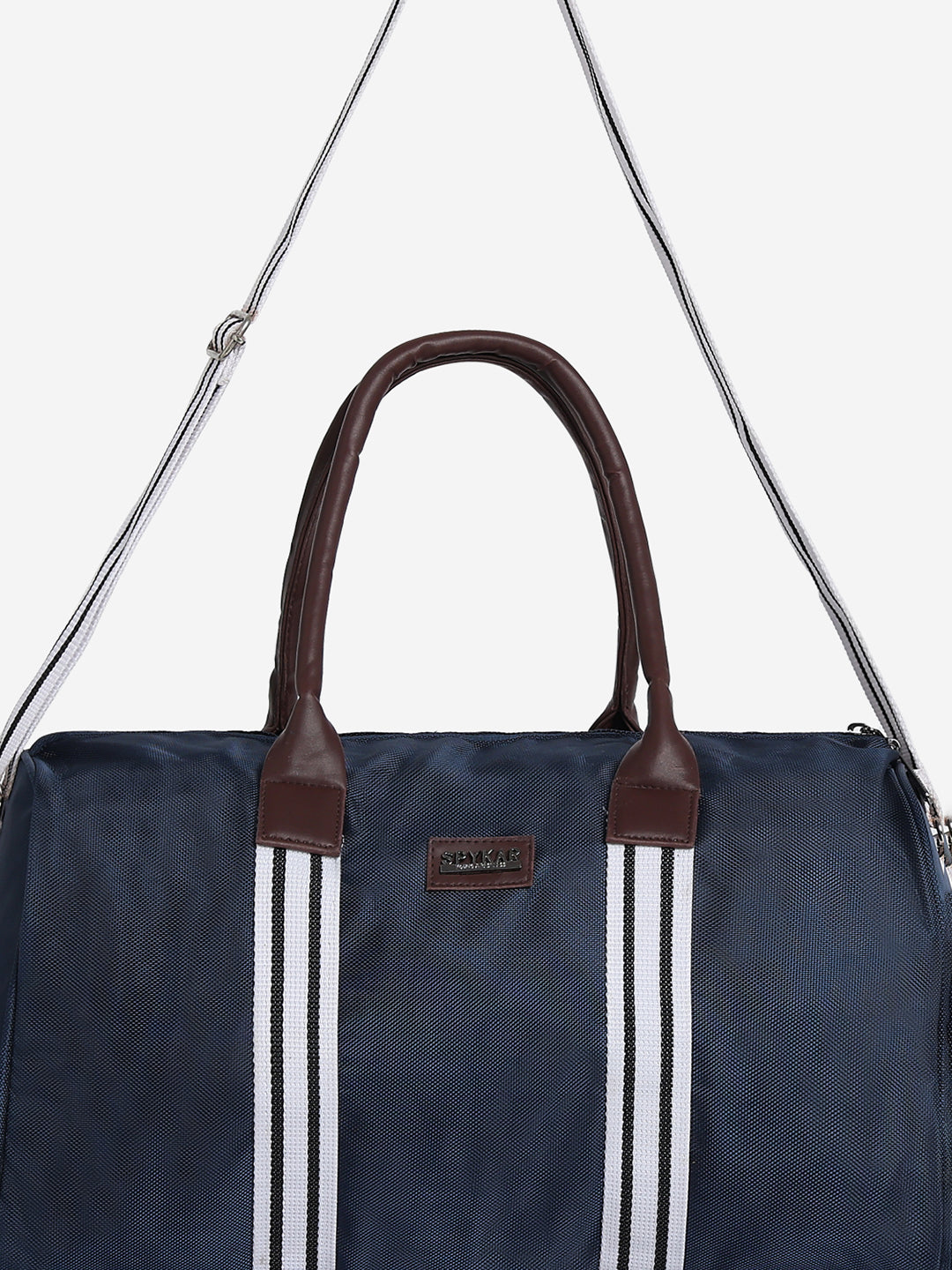 Unisex Navy Blue PU Duffel Bag