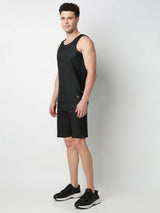 Underjeans Black Round Neck Solid Vest