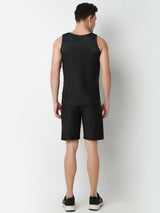 Underjeans Black Round Neck Solid Vest