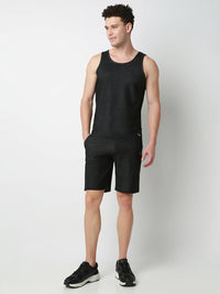 Underjeans Black Round Neck Solid Vest