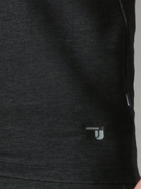 Underjeans Black Round Neck Solid Vest