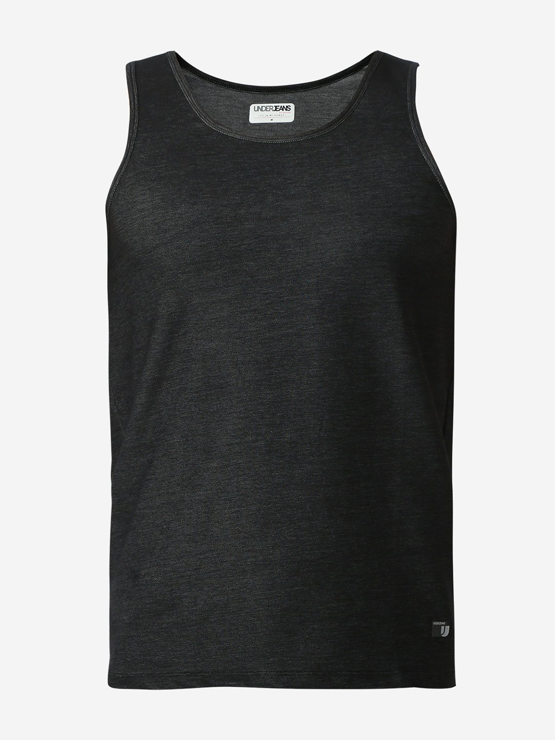 Underjeans Black Round Neck Solid Vest