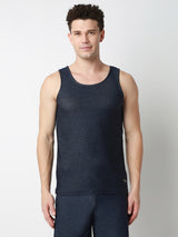 Underjeans DarK Blue Round Neck Solid Vest