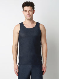 Underjeans DarK Blue Round Neck Solid Vest