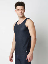 Underjeans DarK Blue Round Neck Solid Vest
