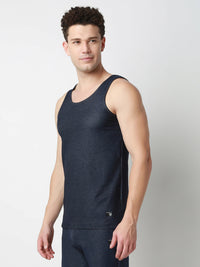 Underjeans DarK Blue Round Neck Solid Vest