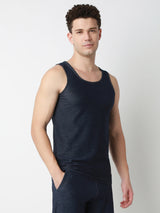 Underjeans DarK Blue Round Neck Solid Vest