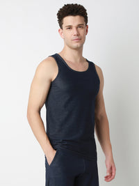 Underjeans DarK Blue Round Neck Solid Vest