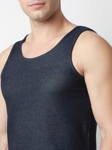 Underjeans DarK Blue Round Neck Solid Vest