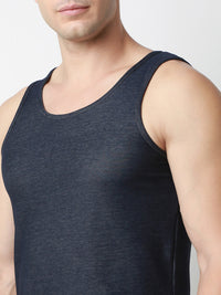 Underjeans DarK Blue Round Neck Solid Vest
