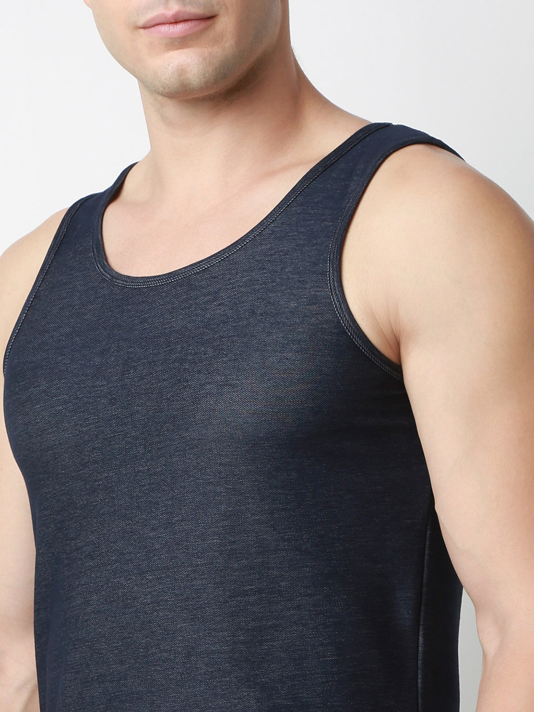 Underjeans DarK Blue Round Neck Solid Vest