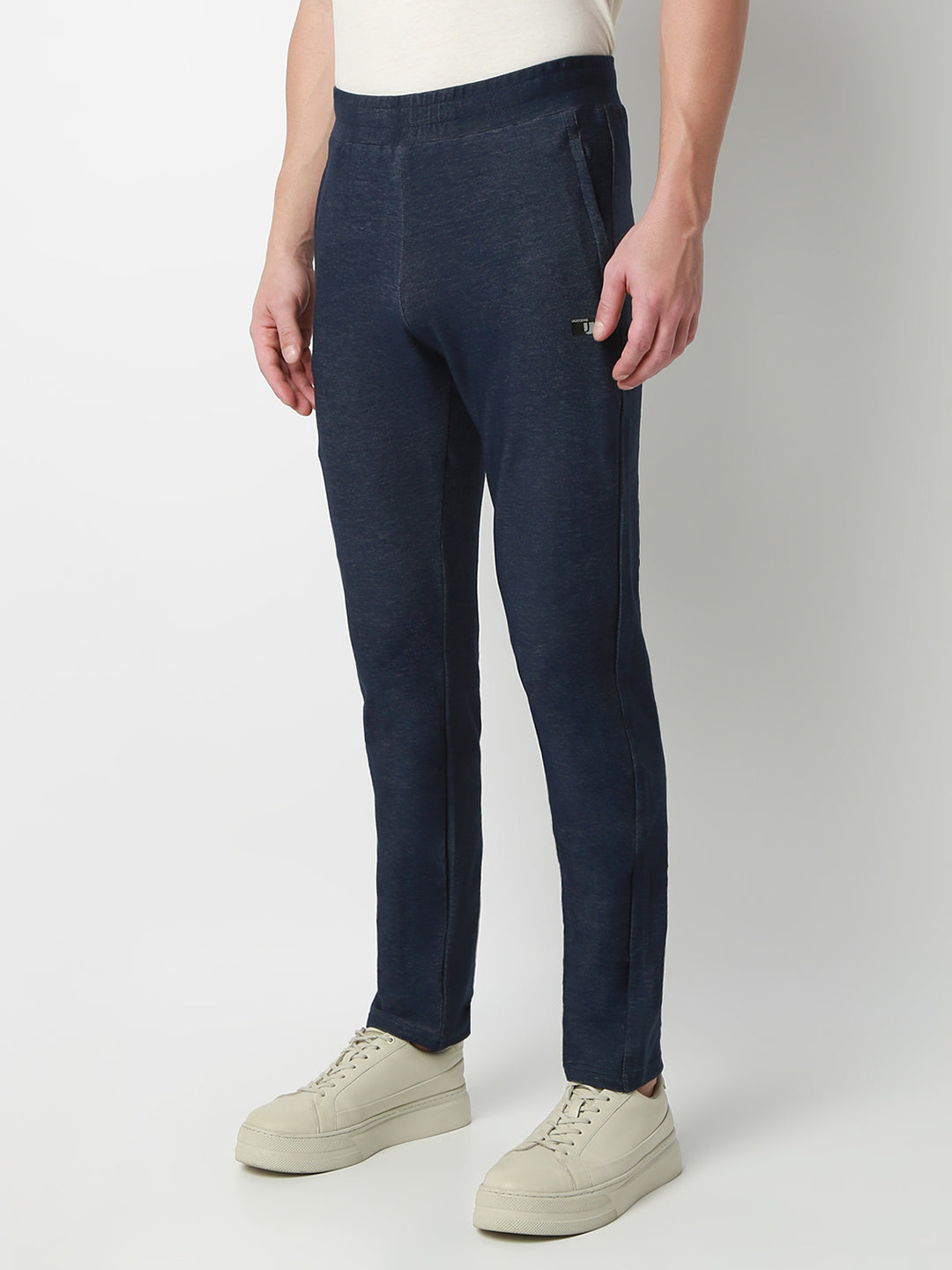 UnderJeans by Spykar Men Mid-Rise Solid Blue Slim Fit Lounge Pants