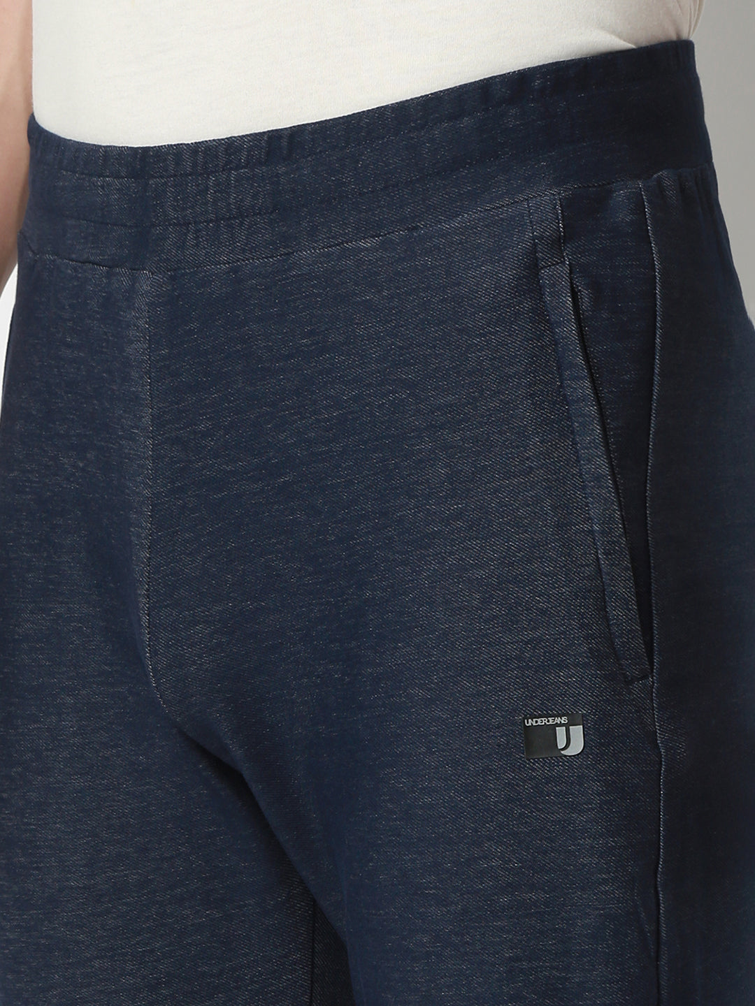 UnderJeans by Spykar Men Mid-Rise Solid Blue Slim Fit Lounge Pants