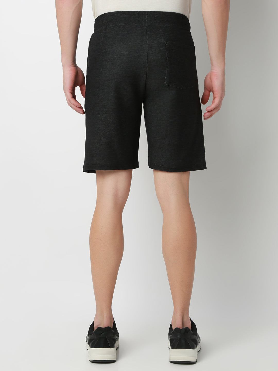 UnderJeans by Spykar Men Dark Denim Black Mid-Rise Solid Slim Fit Shorts