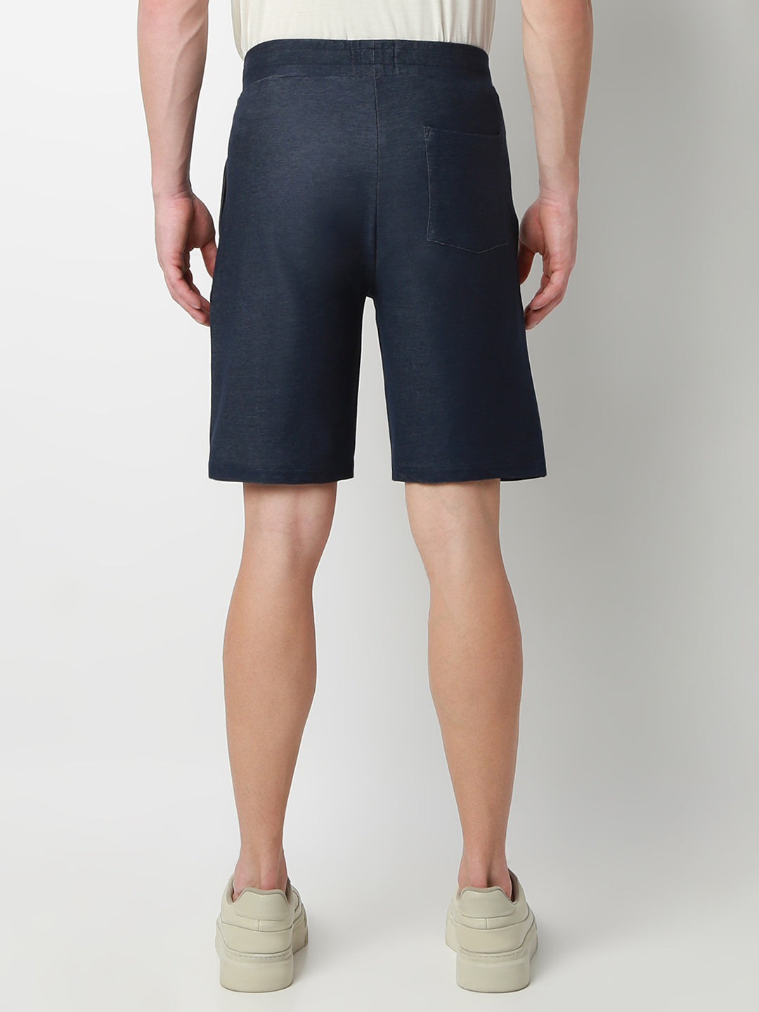 UnderJeans by Spykar Men Dark Denim Blue Mid-Rise Solid Slim Fit Shorts