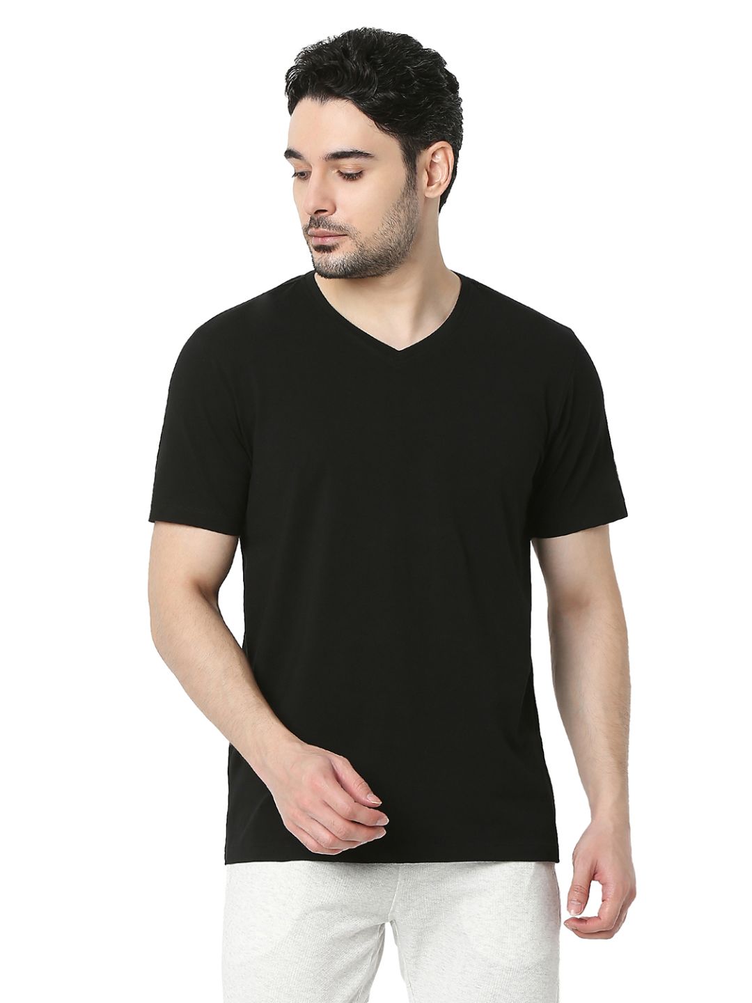 Underjeans T-Shirt Solid Black Regular Fit