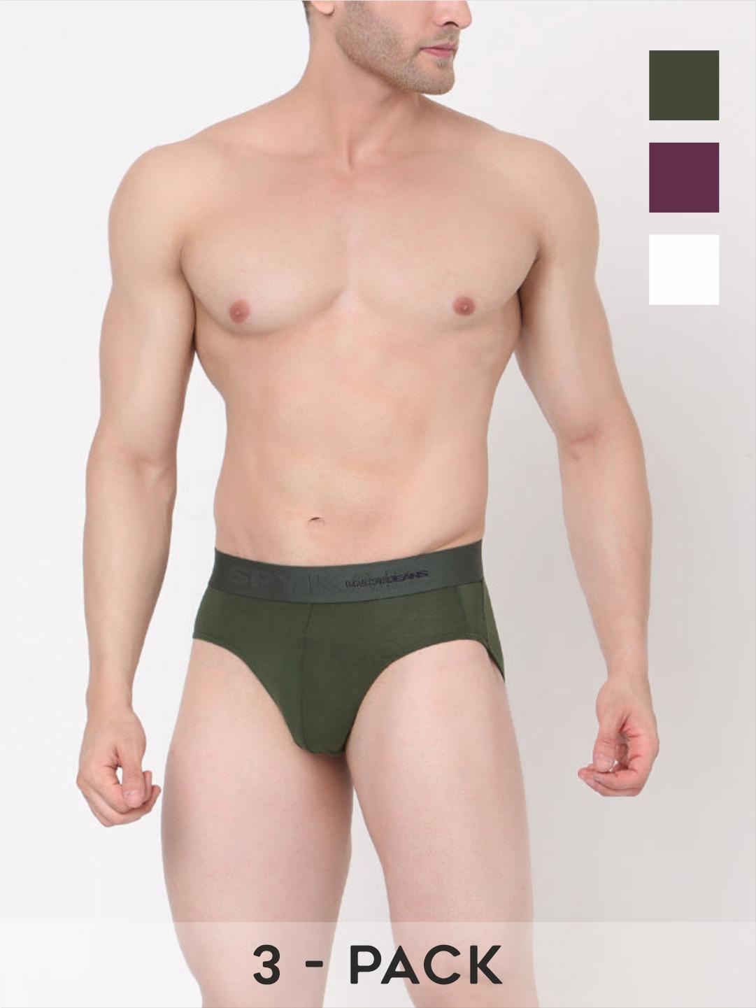 Underjeans By Spykar Cotton Blend Briefs for Men (Pack of 3)