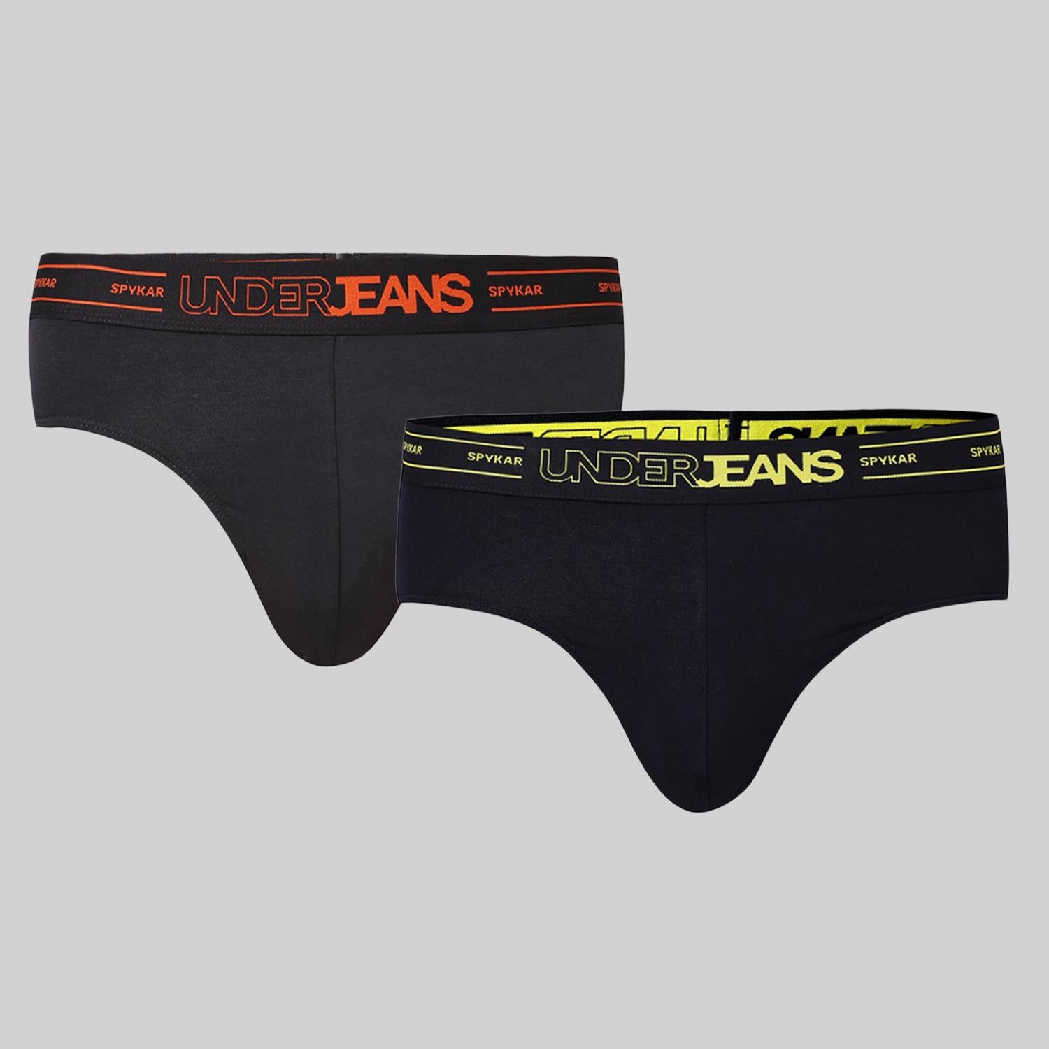 Underjeans Pack Of 2 Cotton Blend Solid Mid-Rise Briefs