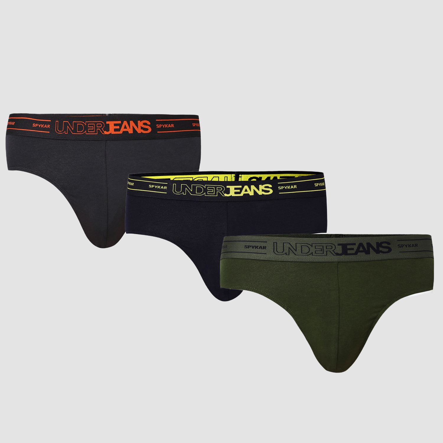 Underjeans Pack of 3  Cotton Blend Solid Mid-Rise Briefs