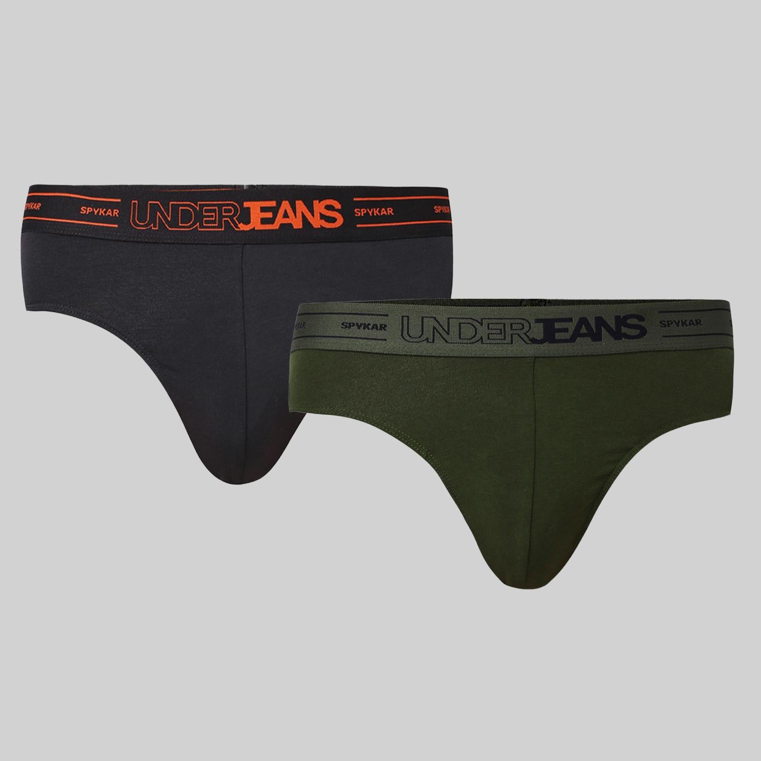 Underjeans Pack of 2  Cotton Blend Solid Mid-Rise Briefs