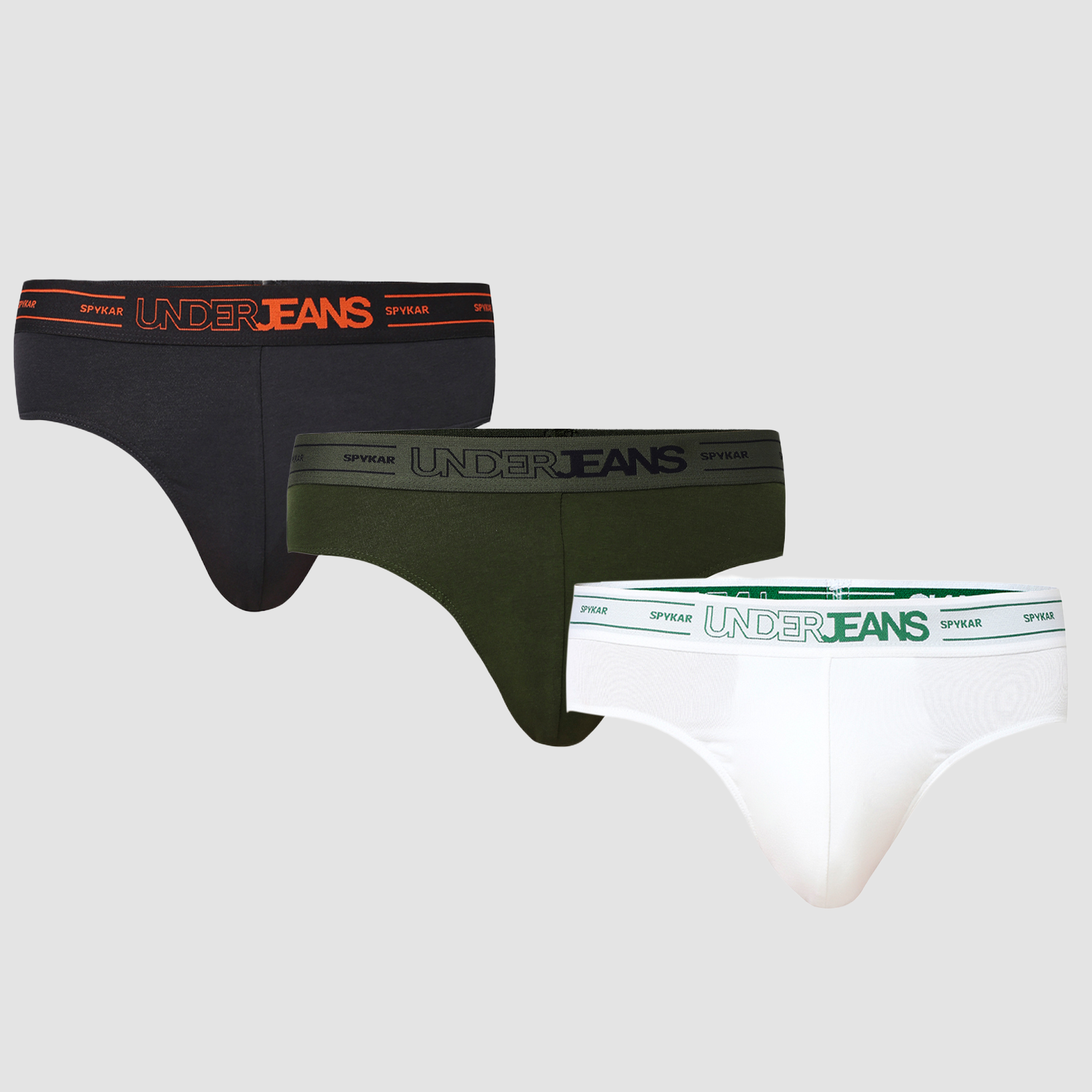 Underjeans Pack Of 3 Cotton Blend Solid Mid-Rise Briefs