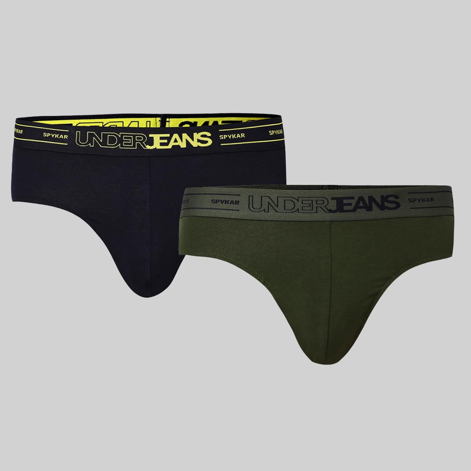 Underjeans Pack of 2  Cotton Blend Solid Mid-Rise Briefs