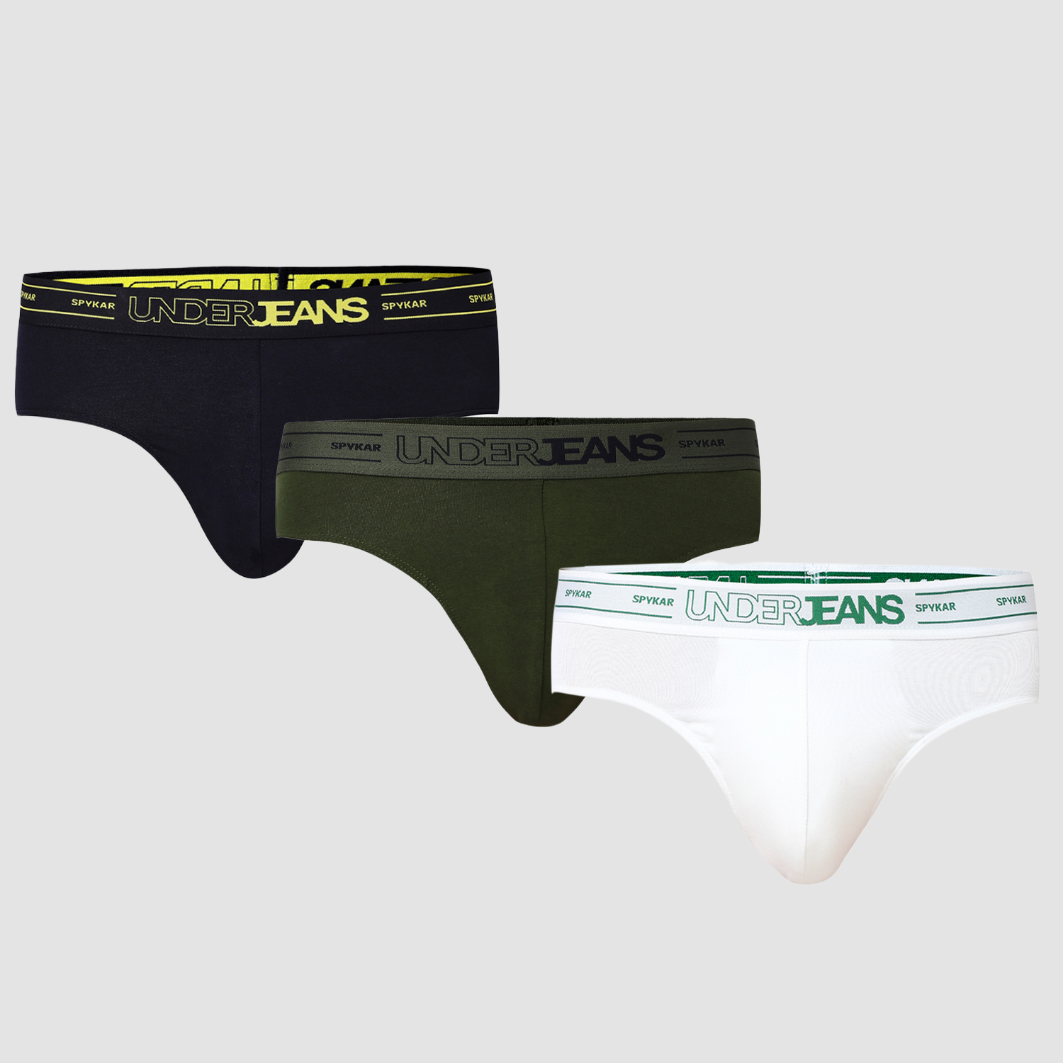 Underjeans Pack of 3  Cotton Blend Solid Mid-Rise Briefs