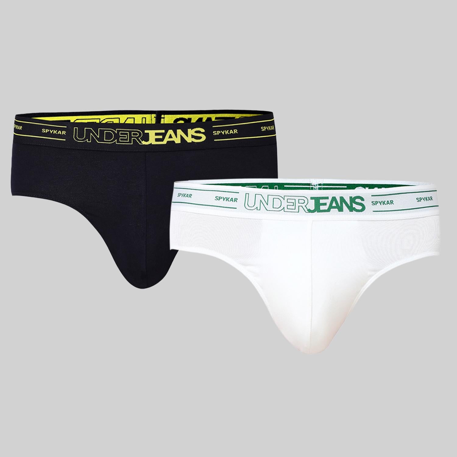 Underjeans Pack Of 2 Cotton Blend Solid Mid-Rise Briefs