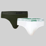 Underjeans Pack Of 2 Cotton Blend Solid Mid-Rise Briefs