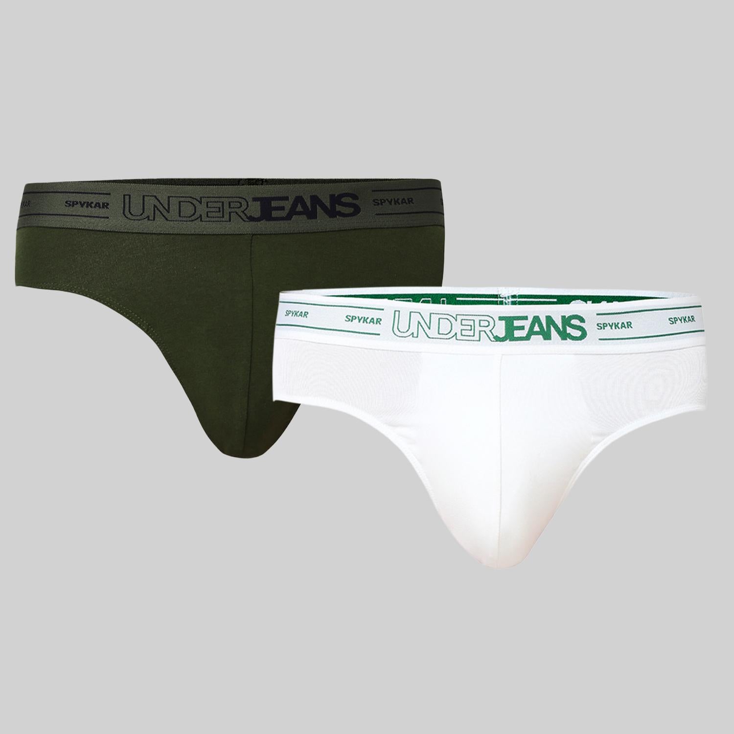 Underjeans Pack Of 2 Cotton Blend Solid Mid-Rise Briefs