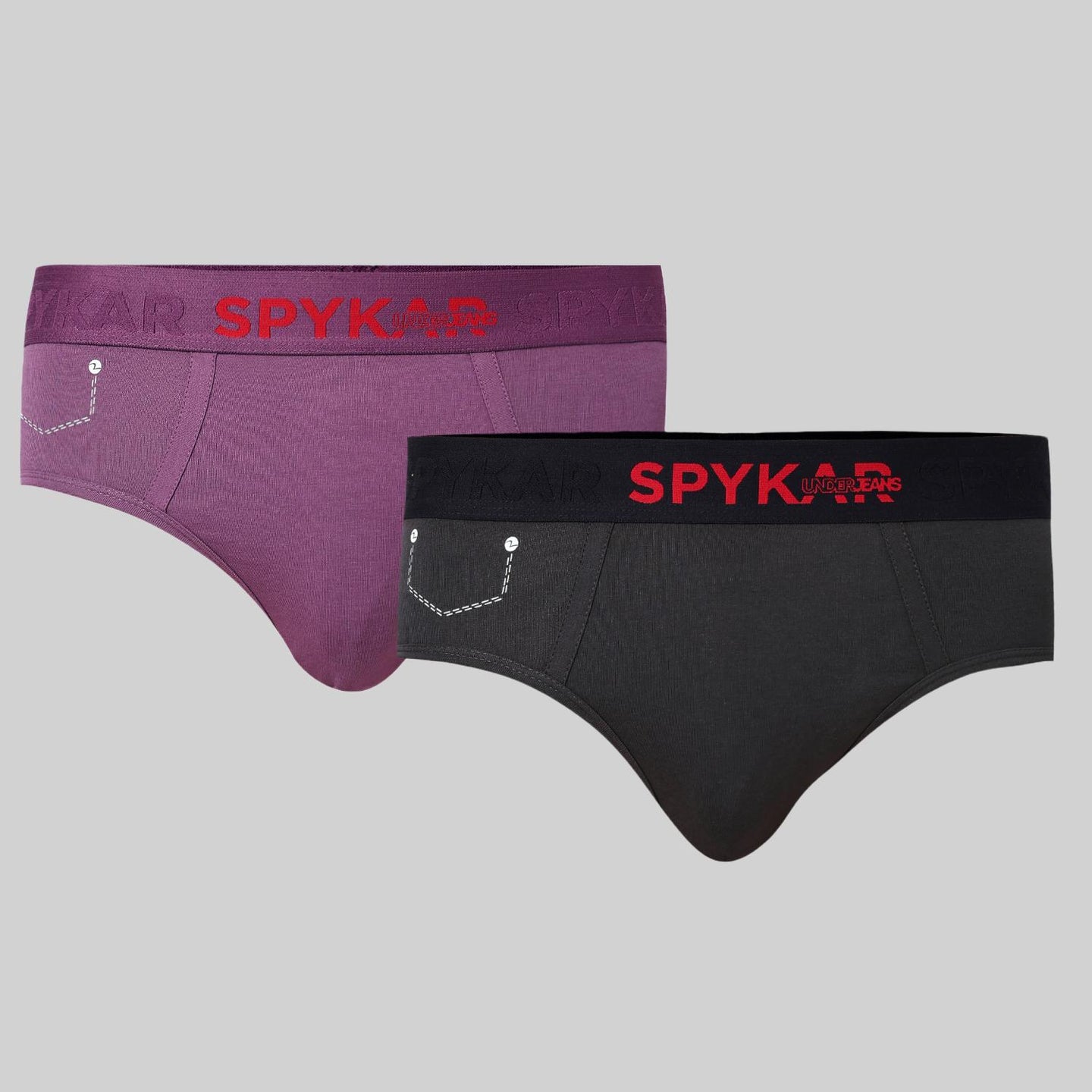 Underjeans Pack Of 2 Cotton Blend Solid Mid-Rise Briefs