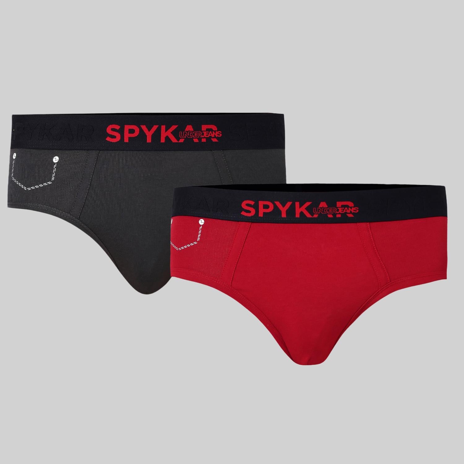 Underjeans Pack Of 2 Cotton Blend Solid Mid-Rise Briefs