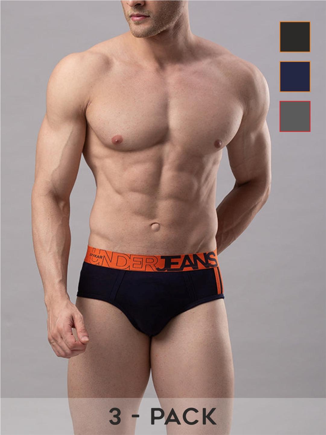 Underjeans By Spykar Cotton Blend Briefs for Men (Pack of 3)