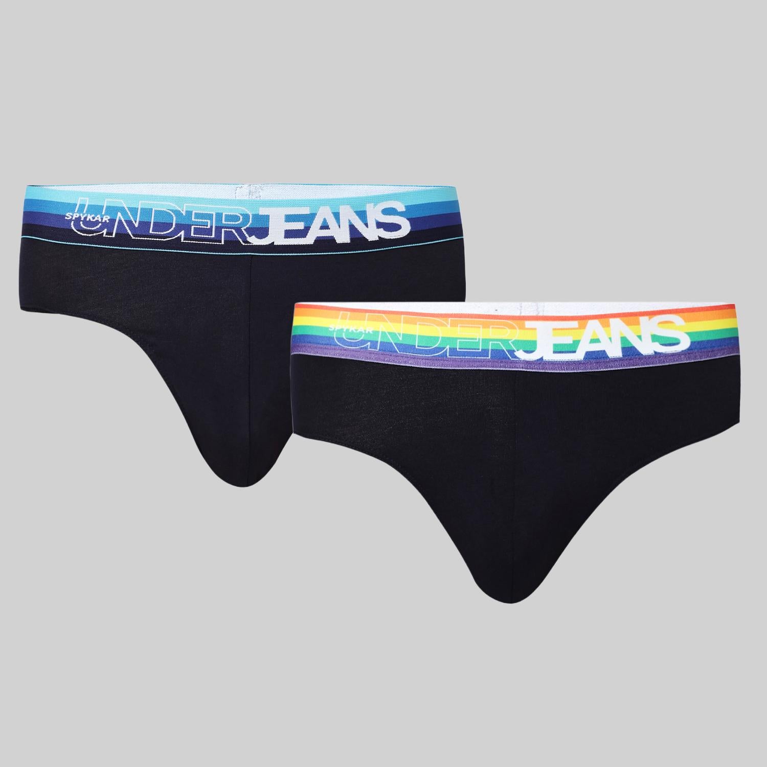 Underjeans Pack of 2  Cotton Blend Solid Mid-Rise Briefs