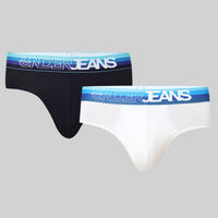 Underjeans Pack Of 2 Cotton Blend Solid Mid-Rise Briefs
