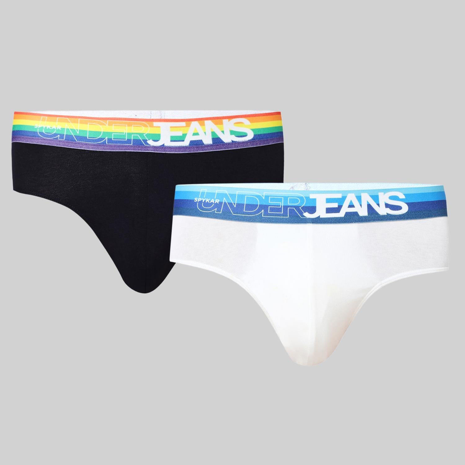 Underjeans Pack Of 2 Cotton Blend Solid Mid-Rise Briefs