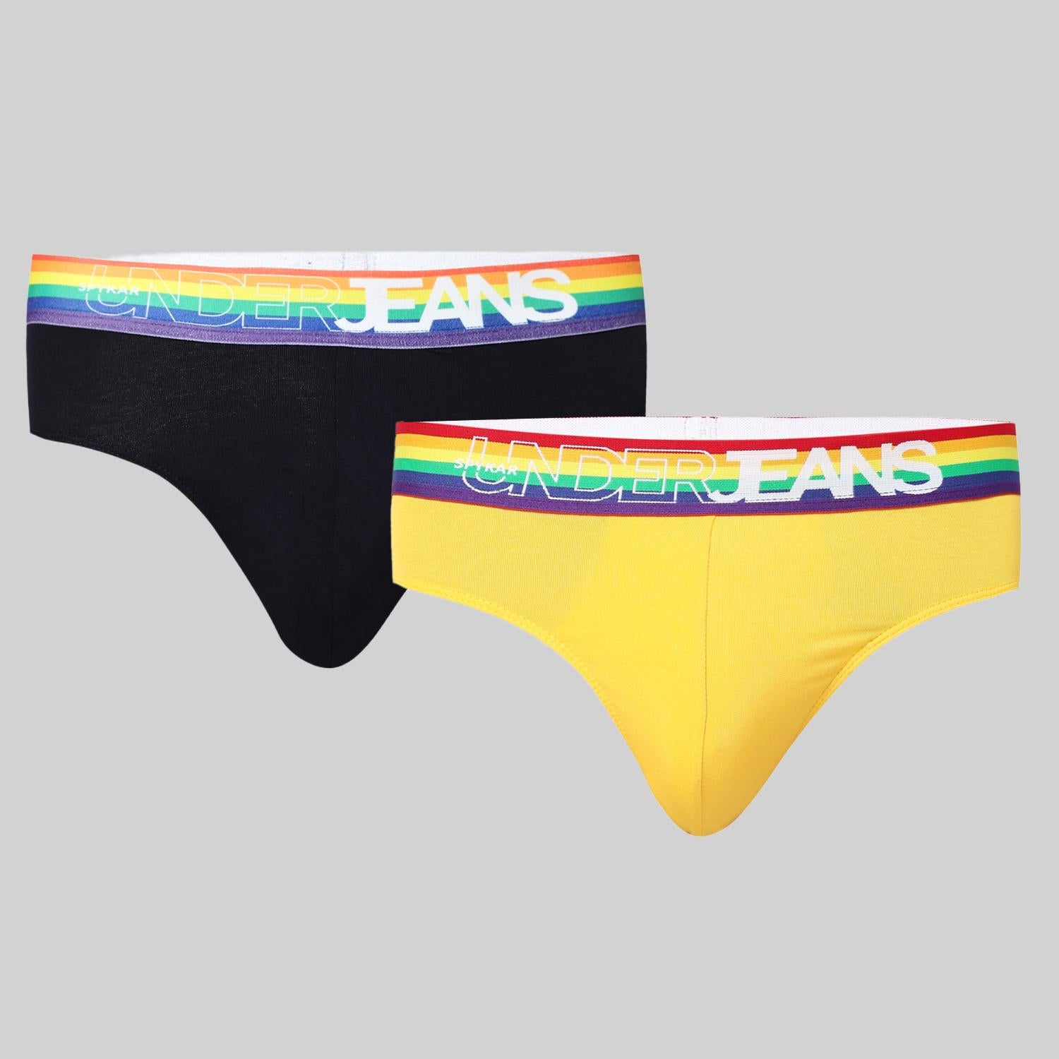 Underjeans Pack of 2  Cotton Blend Solid Mid-Rise Briefs