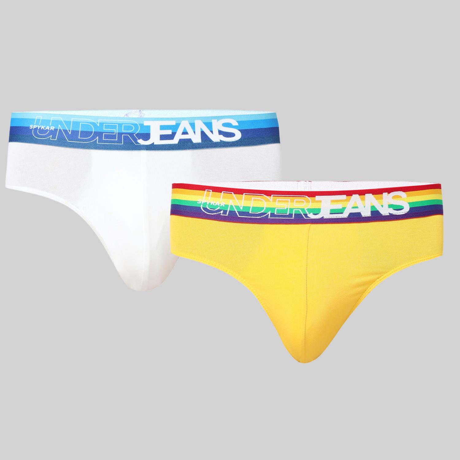 Underjeans Pack of 2  Cotton Blend Solid Mid-Rise Briefs