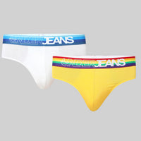 Underjeans Pack Of 2 Cotton Blend Solid Mid-Rise Briefs